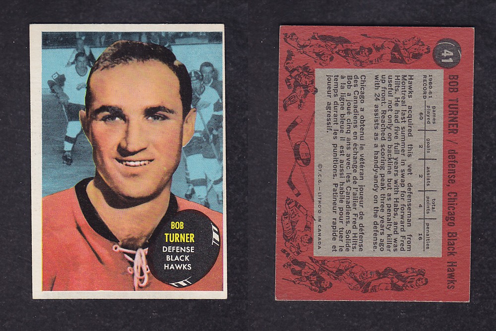 1961-62 TOPPS HOCKEY CARD #41 B. TURNER photo