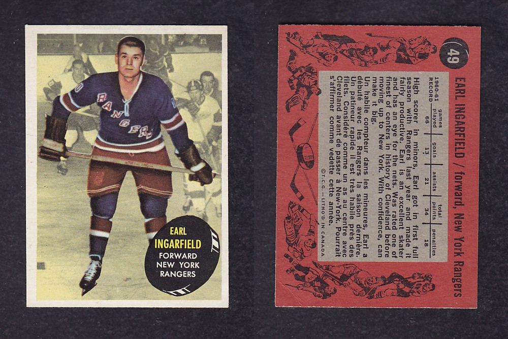 1961-62 TOPPS HOCKEY CARD #49 E. INGARFIELD photo