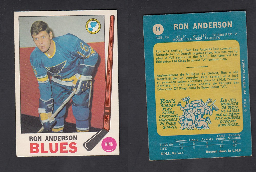 1969-70 O-PEE-CHEE HOCKEY CARD #14 R. ANDERSON photo