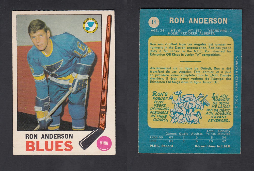 1969-70 O-PEE-CHEE HOCKEY CARD #14 R. ANDERSON photo