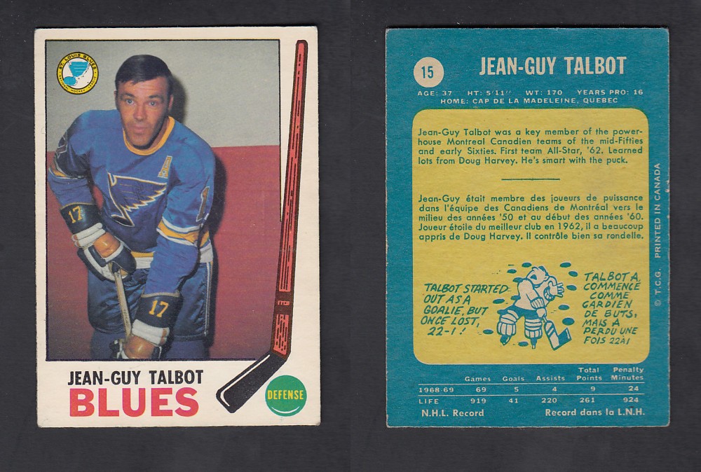 1969-70 O-PEE-CHEE HOCKEY CARD #15 J-G. TALBOT photo