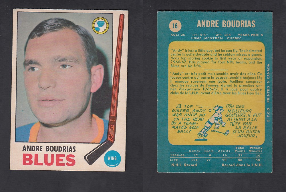 1969-70 O-PEE-CHEE HOCKEY CARD #16 A. BOUDRIAS photo