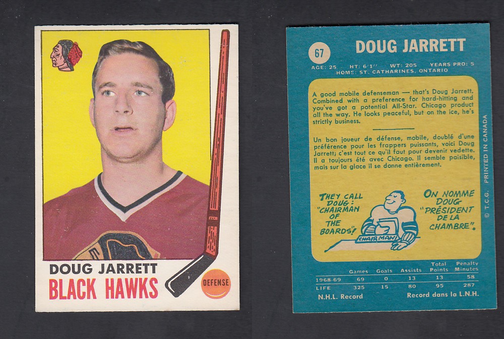 1969-70  O-PEE-CHEE HOCKEY CARD #67 D. JARRETT photo