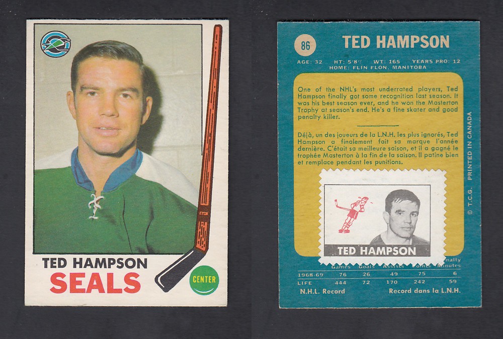 1969-70 O-PEE-CHEE HOCKEY CARD #86 T. HAMPSON photo