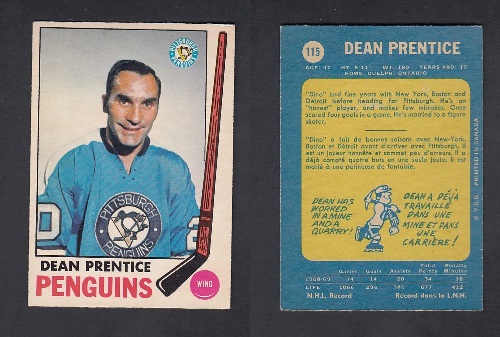 1969-70 O-PEE-CHEE HOCKEY CARD #115 D. PRENTICE photo