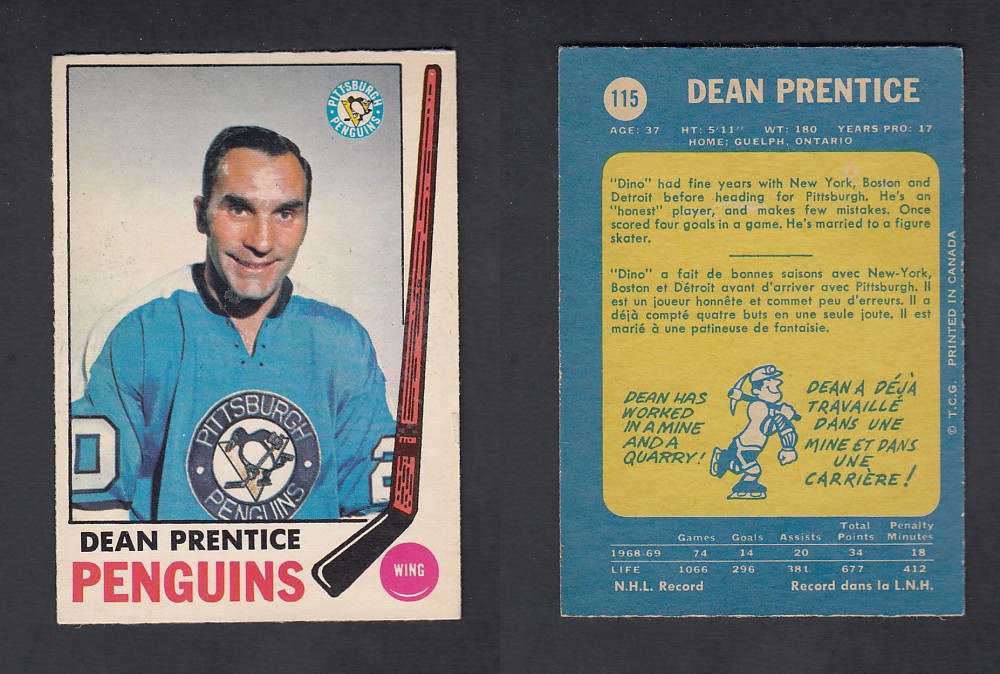 1969-70 O-PEE-CHEE HOCKEY CARD #115 D. PRENTICE photo