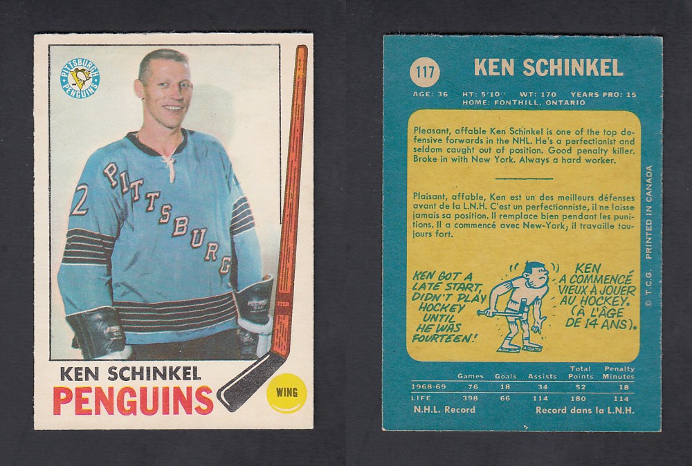 1969-70 O-PEE-CHEE HOCKEY CARD #117 K. SCHINKEL photo