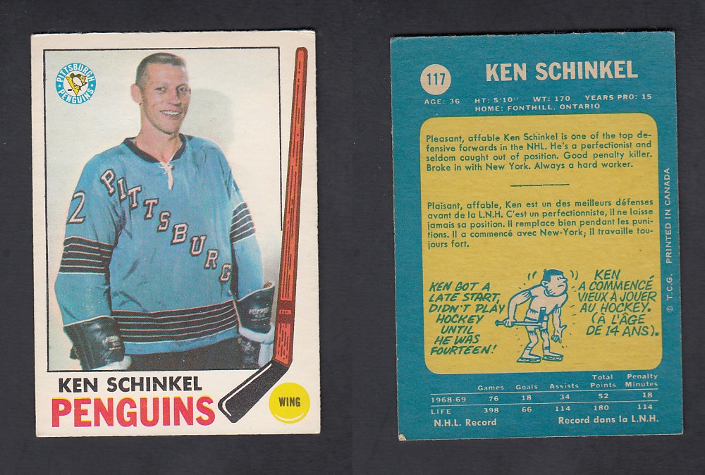 1969-70 O-PEE-CHEE HOCKEY CARD #117 K. SCHINKEL photo