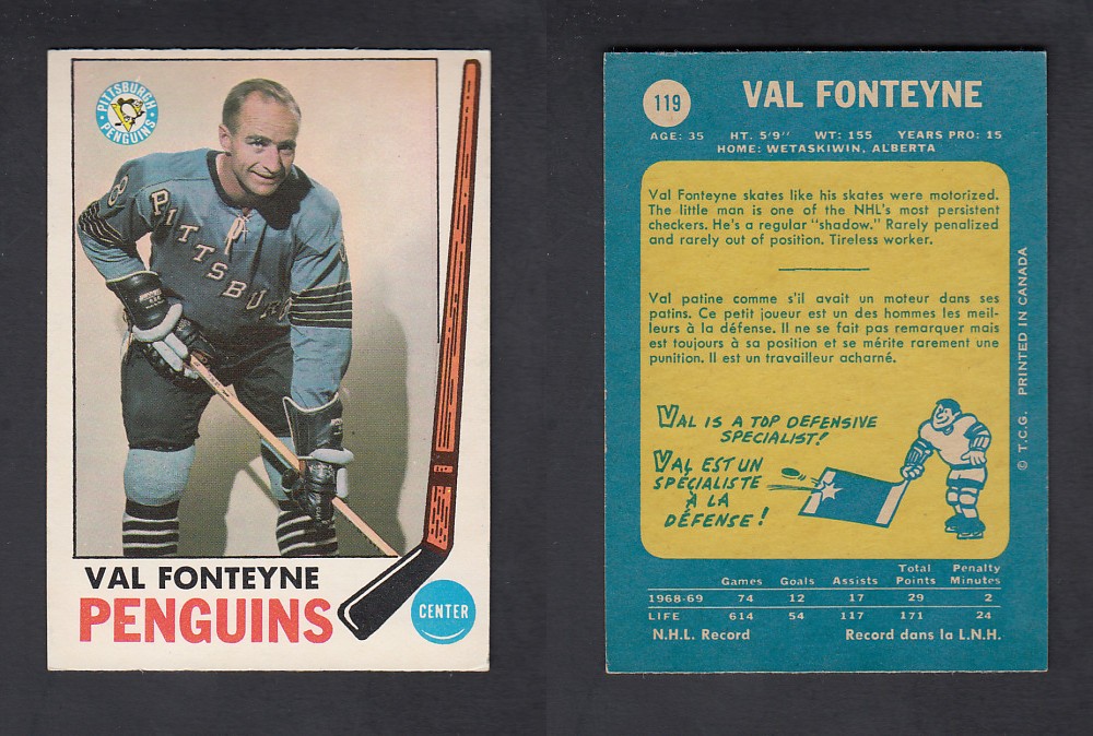 1969-70 O-PEE-CHEE HOCKEY CARD #119 V. FONTEYNE photo