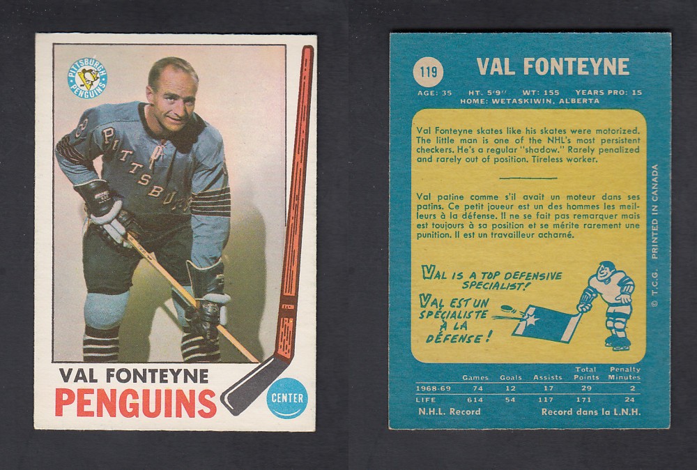 1969-70 O-PEE-CHEE HOCKEY CARD #119 V. FONTEYNE photo