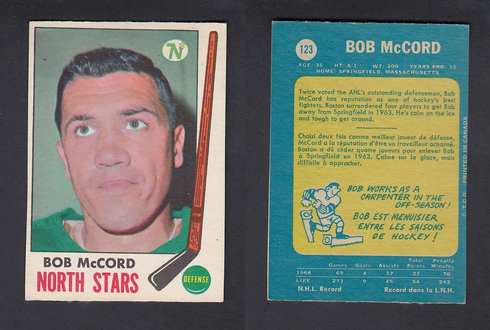 1969-70 O-PEE-CHEE HOCKEY CARD #123 B. McCORD photo