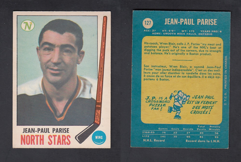 1969-70 O-PEE-CHEE HOCKEY CARD #127 J-P. PARISE photo