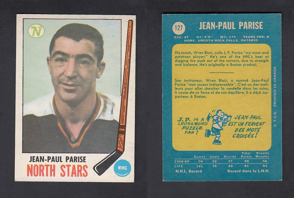 1969-70 O-PEE-CHEE HOCKEY CARD #127 J-P. PARISE photo