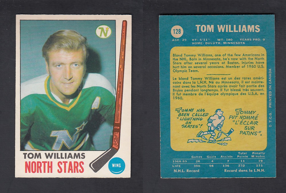 1969-70 O-PEE-CHEE HOCKEY CARD #128 T. WILLIAMS photo