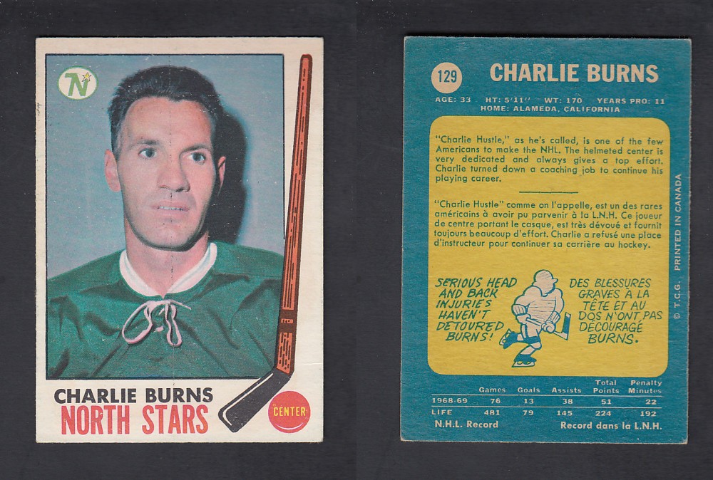 1969-70 O-PEE-CHEE HOCKEY CARD #129 C. BURNS photo