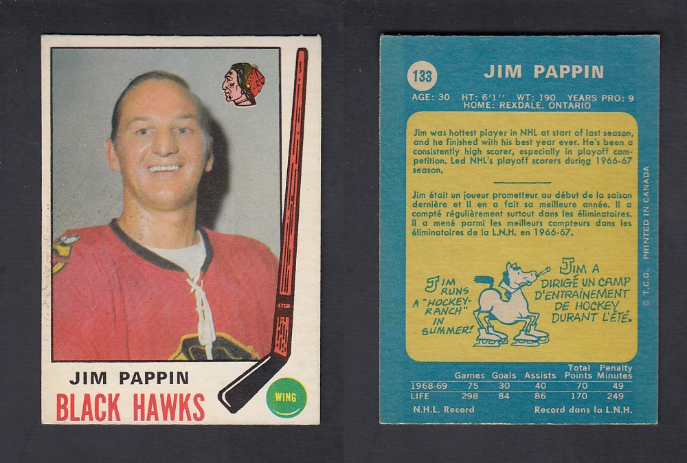 1969-70 O-PEE-CHEE HOCKEY CARD #133 J. PAPPIN photo