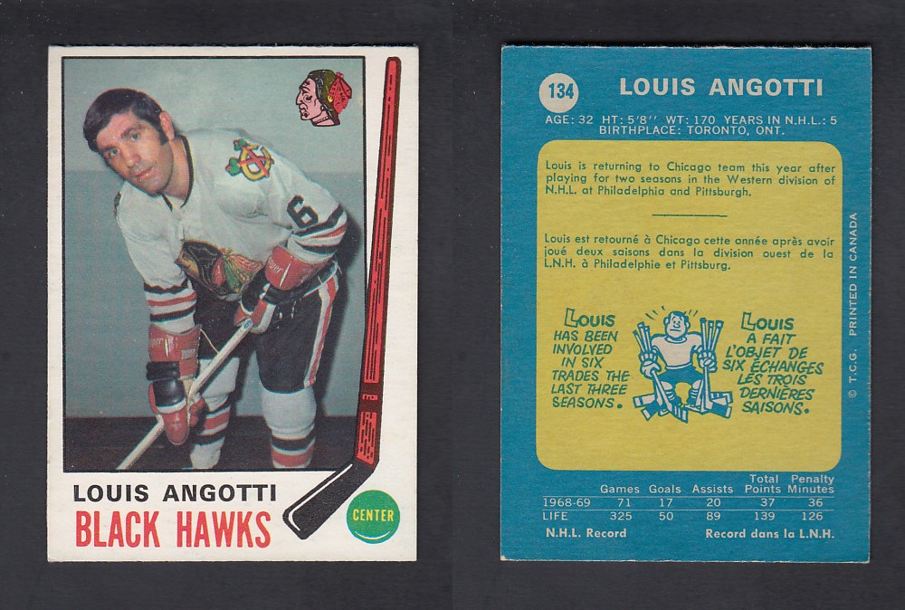 1969-70 O-PEE-CHEE HOCKEY CARD #134 L. ANGOTTI photo