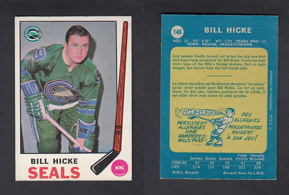 1969-70 O-PEE-CHEE HOCKEY CARD #145 B. HICKE photo