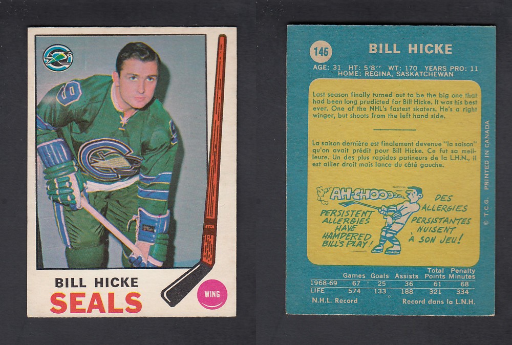 1969-70 O-PEE-CHEE HOCKEY CARD #145 B. HICKE photo