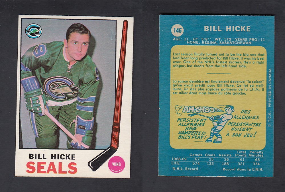 1969-70 O-PEE-CHEE HOCKEY CARD #145 B. HICKE photo