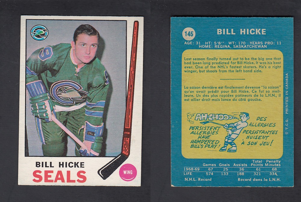 1969-70 O-PEE-CHEE HOCKEY CARD #145 B. HICKE photo