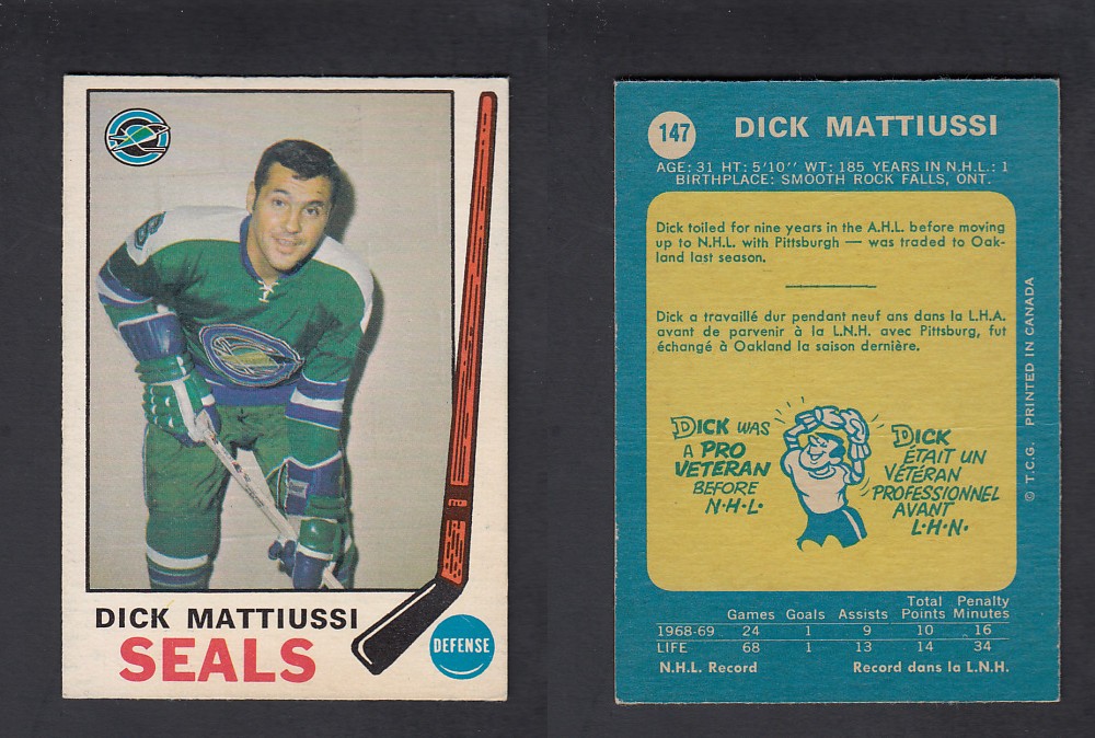 1969-70 O-PEE-CHEE HOCKEY CARD #147 D. MATTIUSSI photo