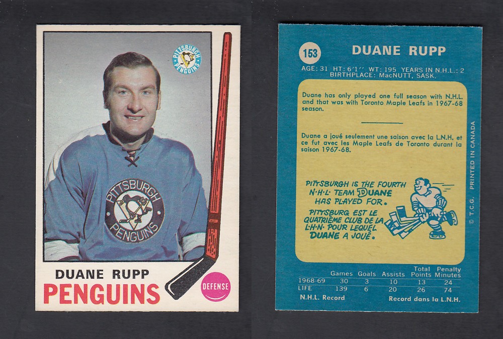 1969-70 O-PEE-CHEE HOCKEY CARD #153 D. RUPP photo