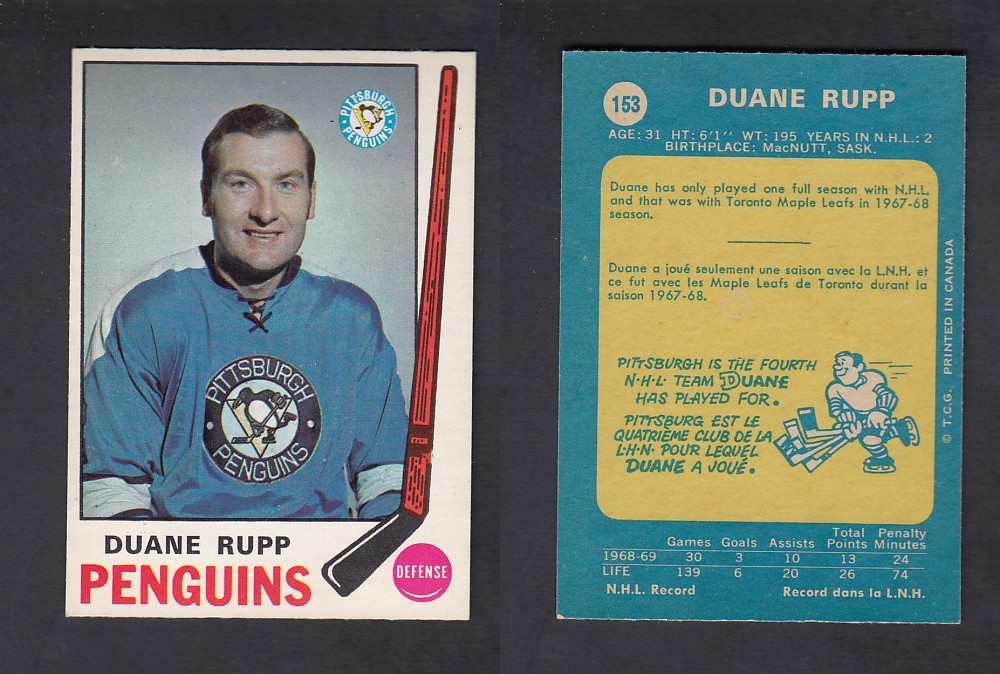 1969-70 O-PEE-CHEE HOCKEY CARD #153 D. RUPP photo