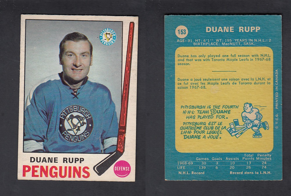 1969-70 O-PEE-CHEE HOCKEY CARD #153 D. RUPP photo