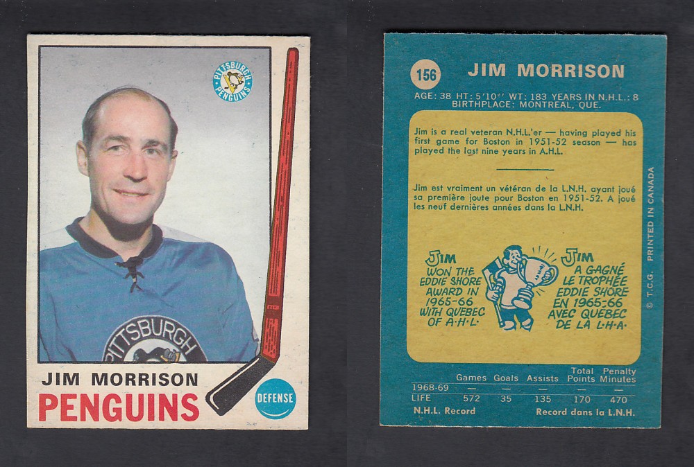 1969-70 O-PEE-CHEE HOCKEY CARD #156 J. MORRISON photo