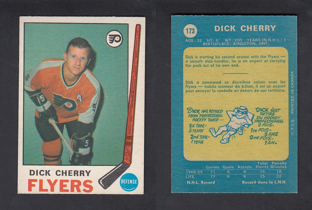 1969-70 O-PEE-CHEE HOCKEY CARD #173 D. CHERRY photo