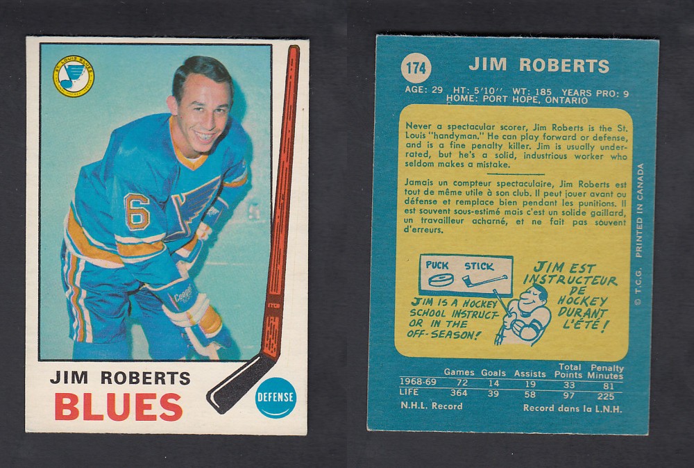 1969-70 O-PEE-CHEE HOCKEY CARD #174 J. ROBERTS photo