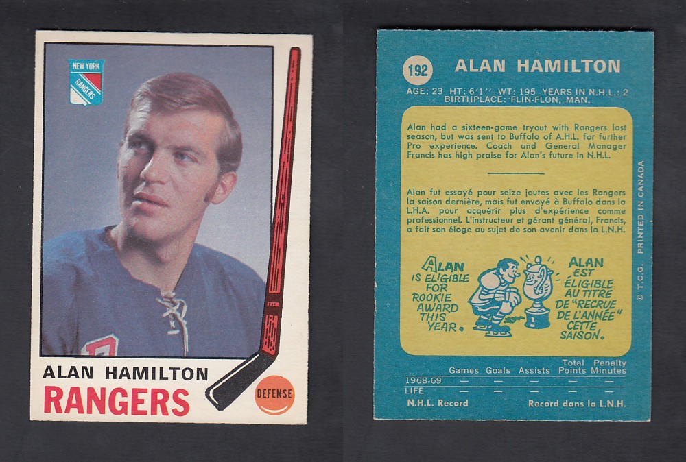 1969-70 O-PEE-CHEE HOCKEY CARD #192 A. HAMILTON photo