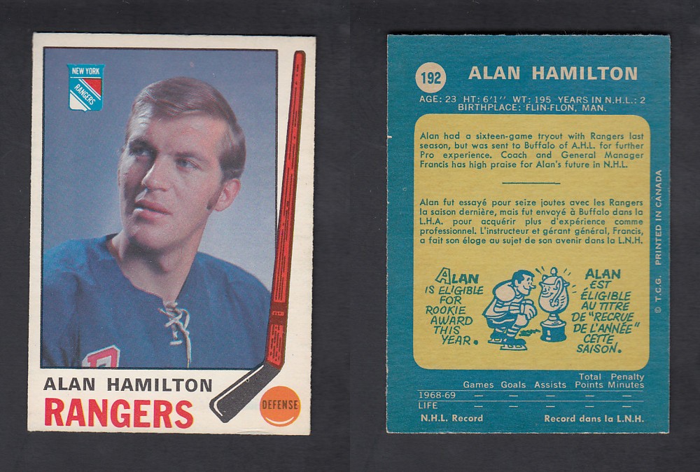 1969-70 O-PEE-CHEE HOCKEY CARD #192 A. HAMILTON photo