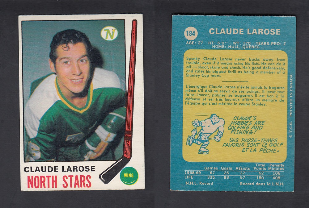 1969-70 O-PEE-CHEE HOCKEY CARD #194 C. LAROSE photo