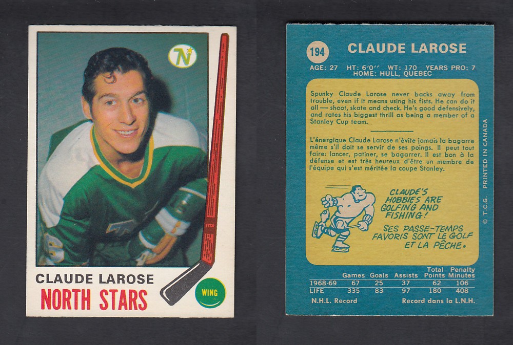 1969-70 O-PEE-CHEE HOCKEY CARD #194 C. LAROSE photo