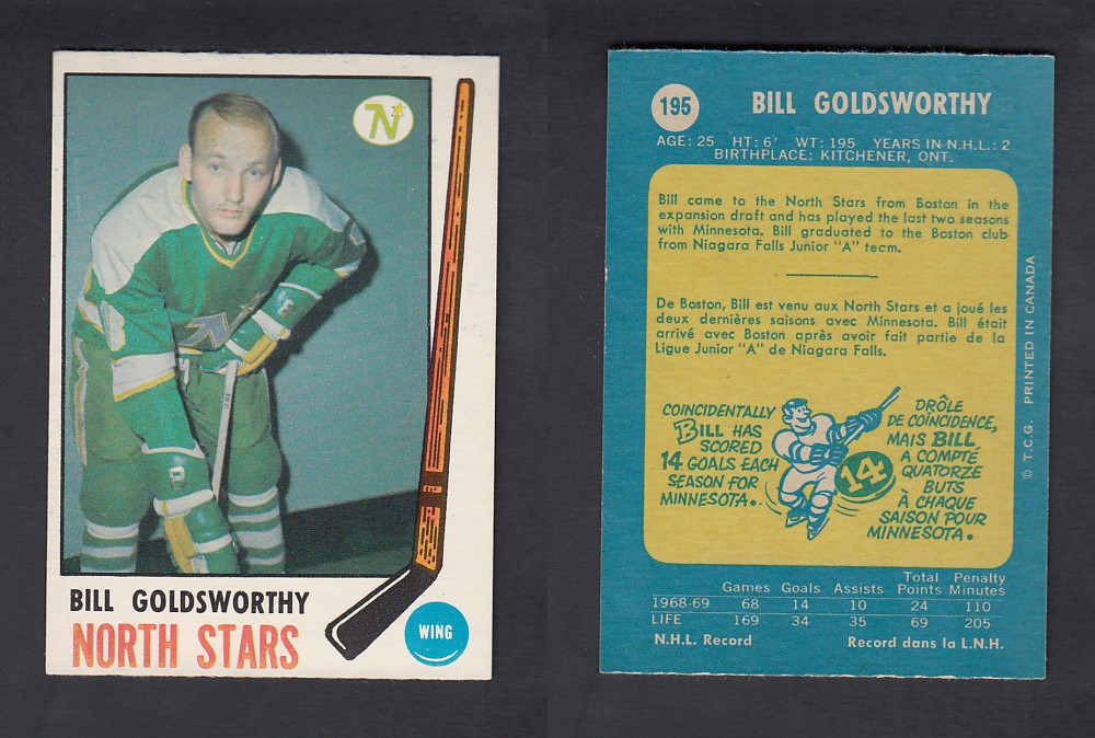 1969-70 O-PEE-CHEE HOCKEY CARD #195 B. GOLDSWORTHY photo