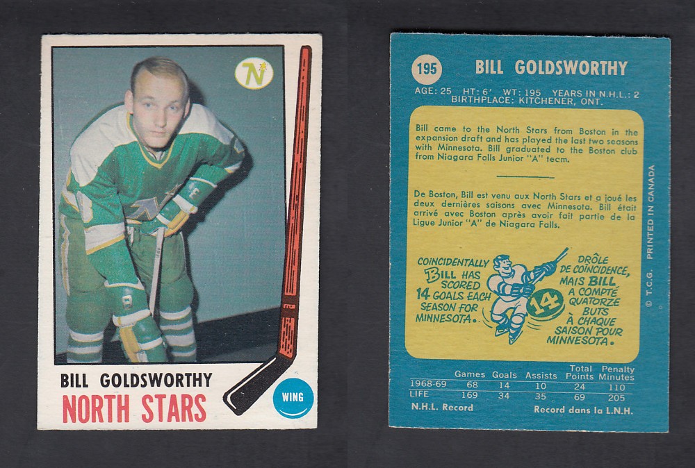 1969-70 O-PEE-CHEE HOCKEY CARD #195 B. GOLDSWORTHY photo