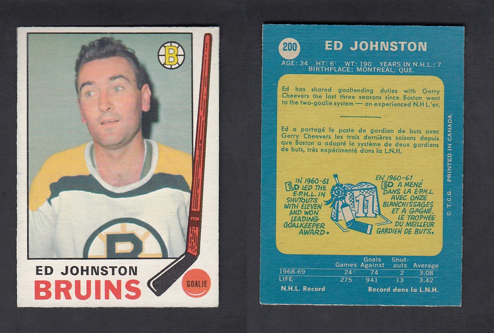 1969-70 O-PEE-CHEE HOCKEY CARD #200 E. JOHNSTON photo