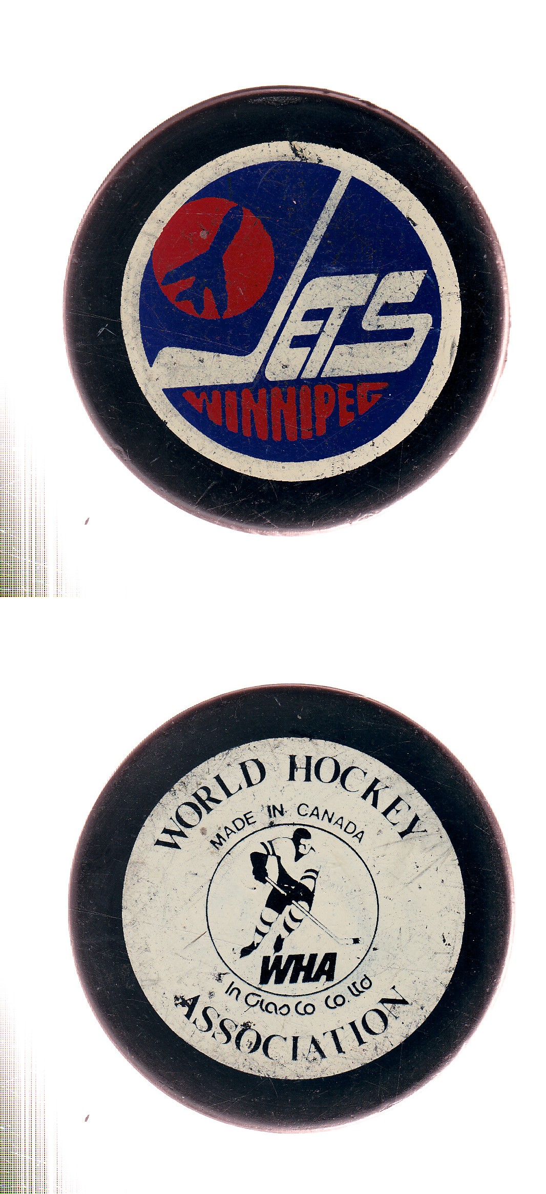 1978-79 BILTRITE IN GLAS CO WINNIPEG JETS GAME PUCK photo