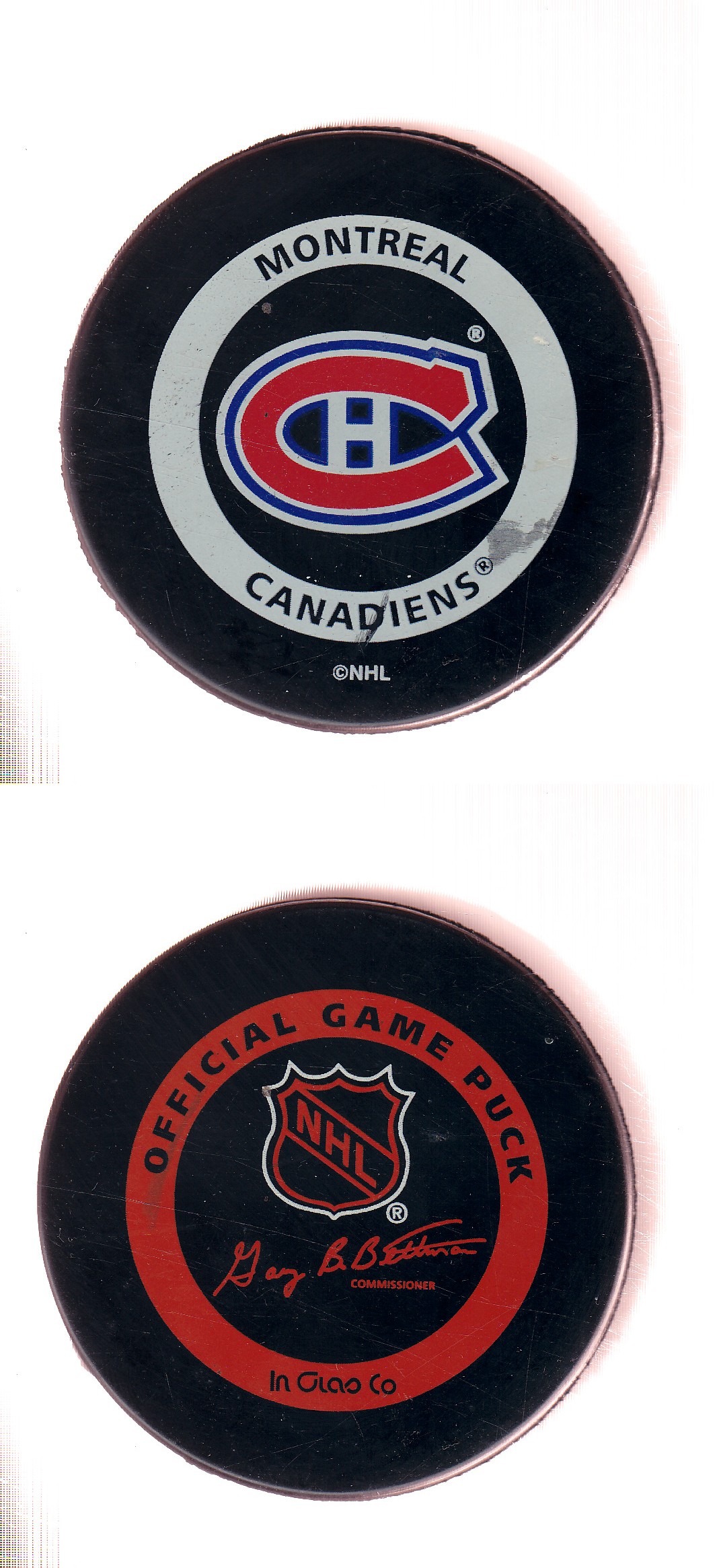 1996-99 IN GLAS CO MONTREAL CANADIENS GAMES PUCK photo