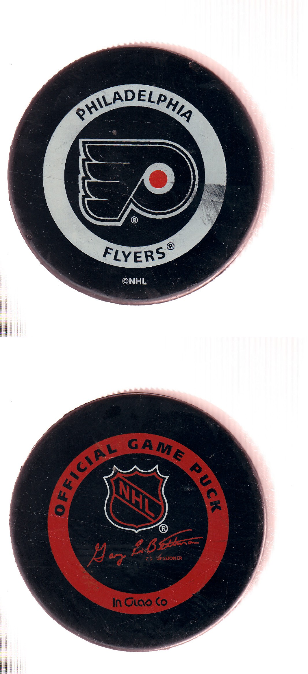 1996-99 IN GLAS CO PHILADELPHIA FLYERS GAME PUCK photo