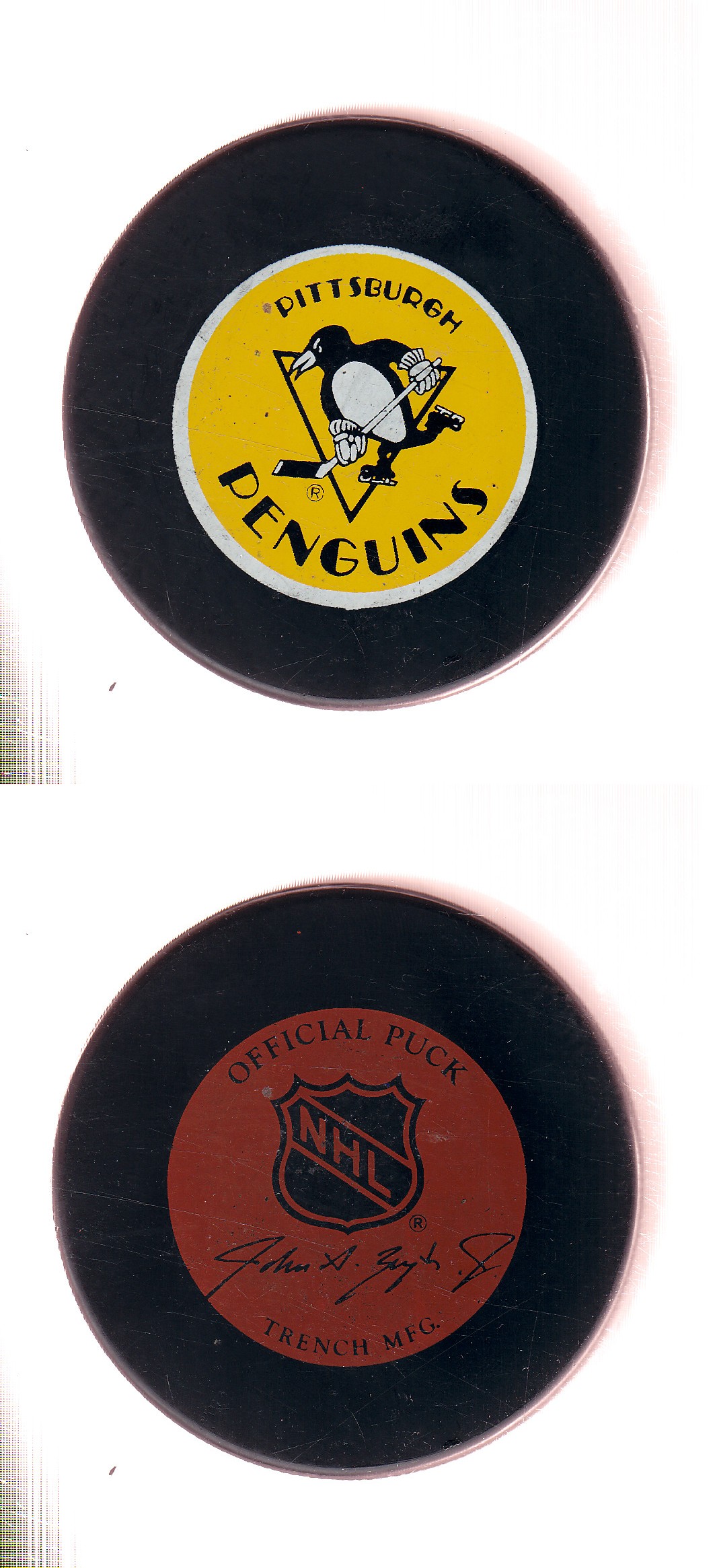 1985-92 GTO (NO OFFICIAL) PITTSBURGH PENGUINS GAME PUCK photo