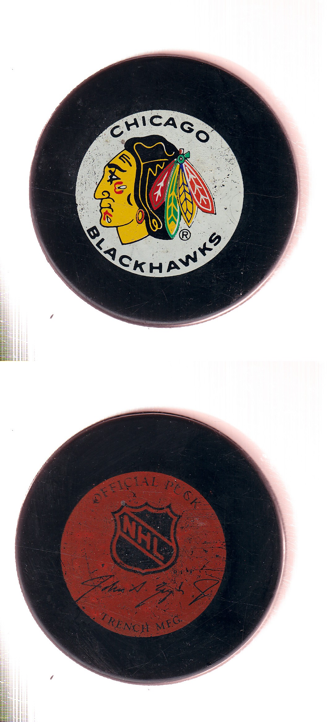 1985-92 GTO (NO OFFICIAL) BLACKHAWKS GAME PUCK photo