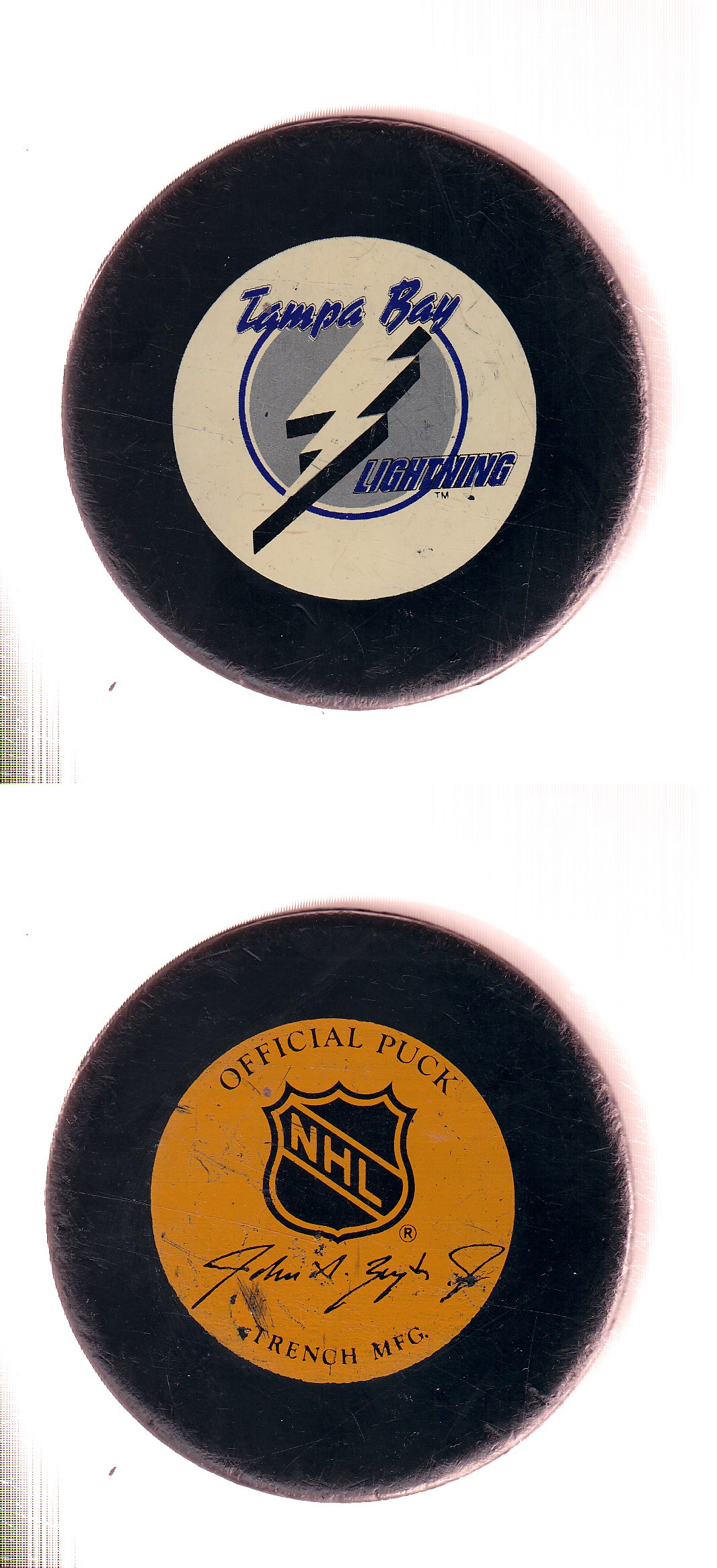 1982-92 GT1 (WITH OFFICIAL) TAMPA BAY LIGHTNING GAME PUCK photo