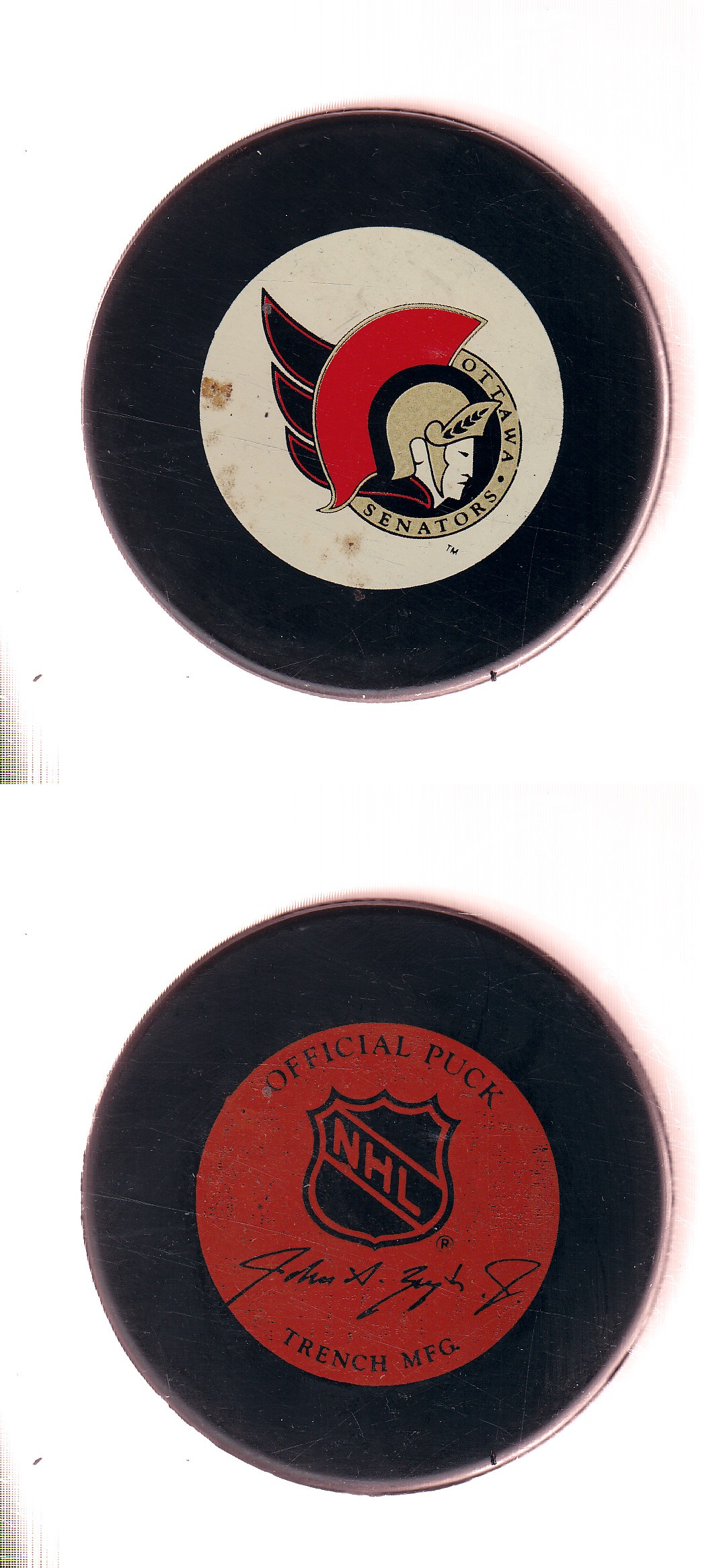 1982-92 GT1 (WITH OFFICIAL) OTTAWA SENATORS GAME PUCK photo