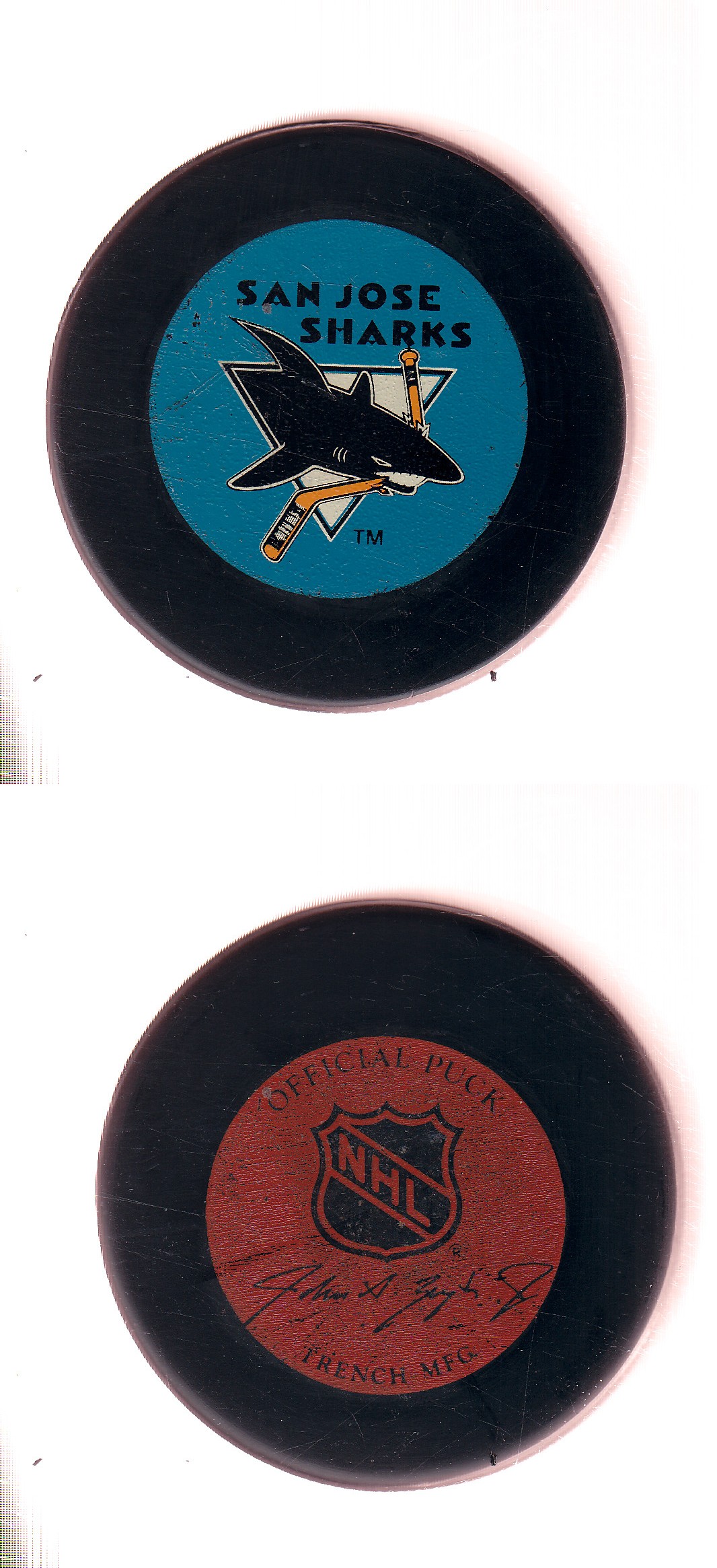 1982-92 GT1 (WITH OFFICIAL) SAN JOSE SHARKS GAME PUCK photo