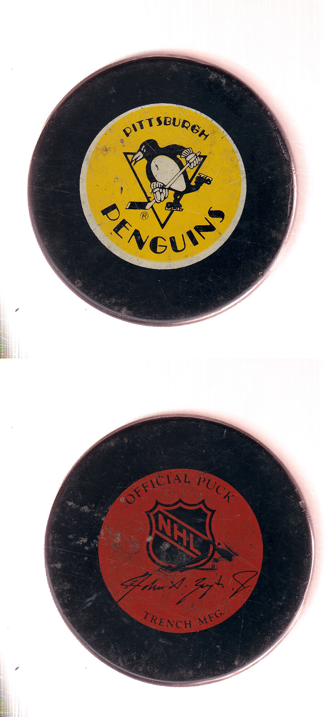 1992-93 GT3 PITTSBURGH PENGUINS GAME PUCK photo