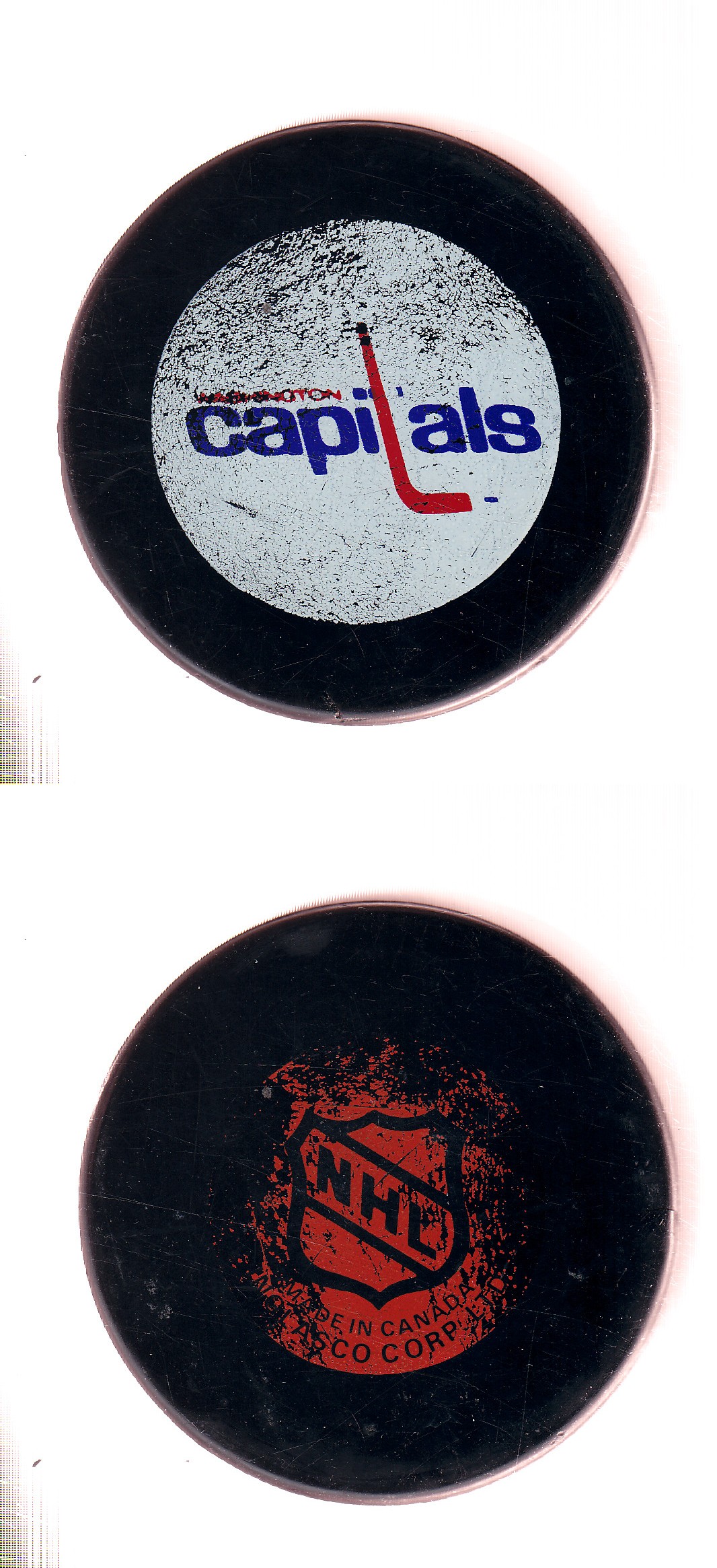 1985-92 IN GLAS CO WASHINTON CAPITALS GAME PUCK photo