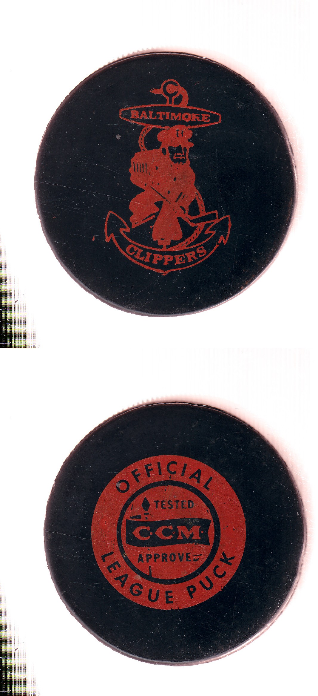 1969-72 CCM BALTIMORE CLIPPERS GAME PUCK photo